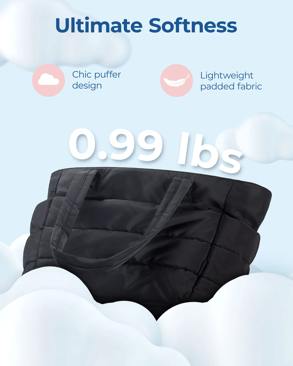 BAGSMART Tote Bag Puffy Padded Women's Bags Leisure Commuting Handbag Large Capacity Mommy Go Out Storage Organizer