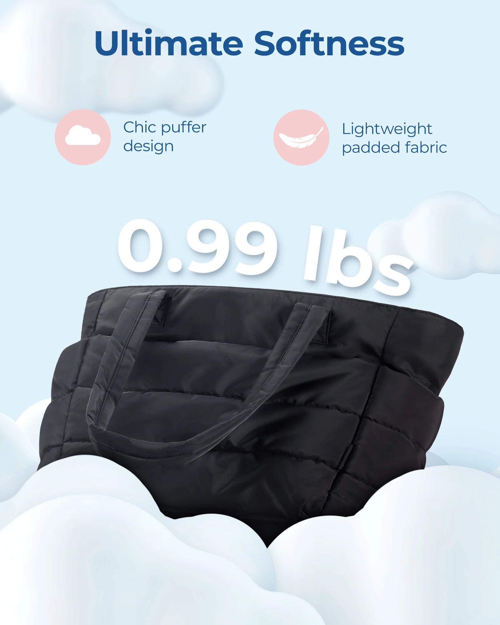 BAGSMART Tote Bag Puffy Padded Women's Bags Leisure Commuting Handbag Large Capacity Mommy Go Out Storage Organizer