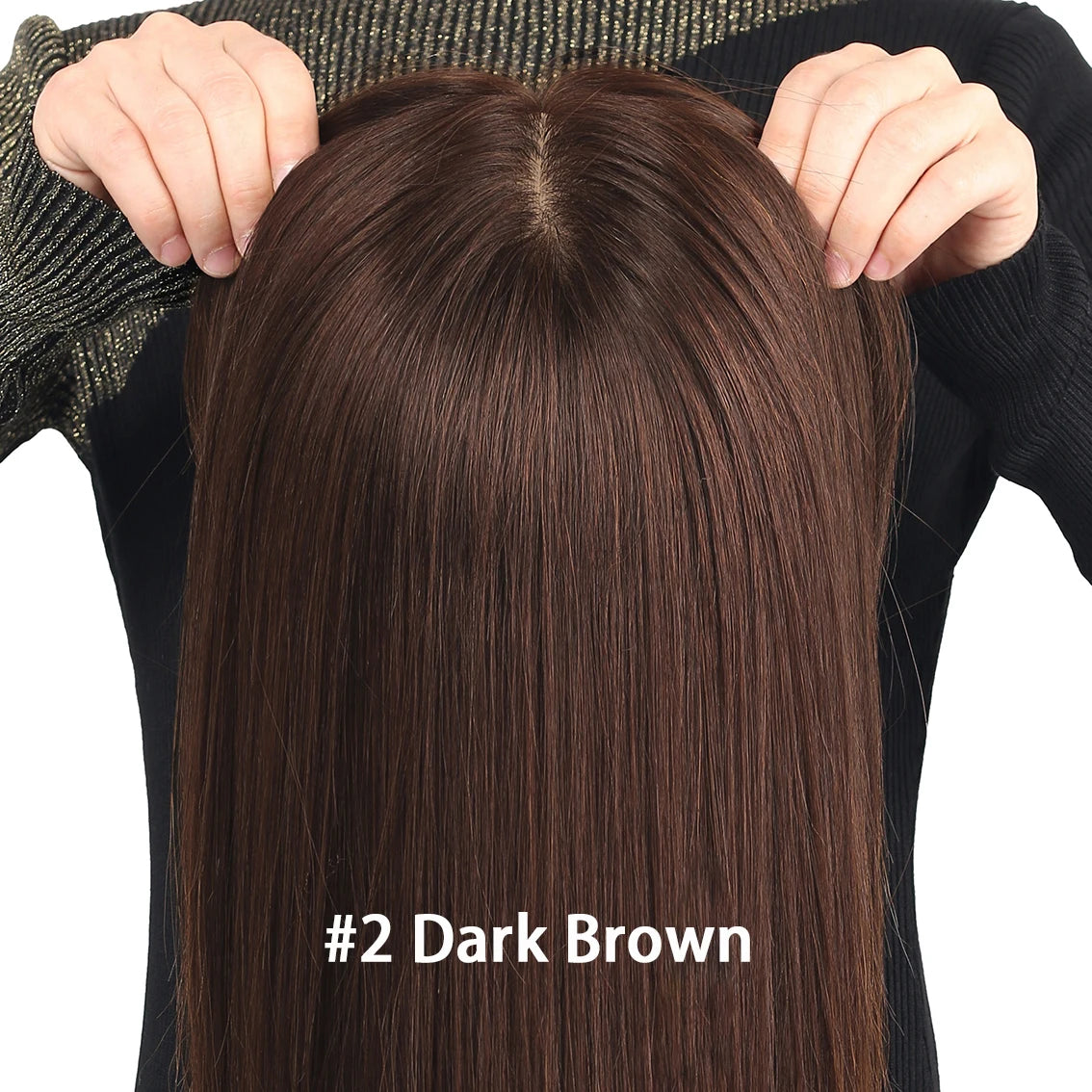 Silk Base Full Lace Wig Real Human Hair Straight Layered Silk Top Soft Light Breathable #2 Chocolate Brown wear to go for Women