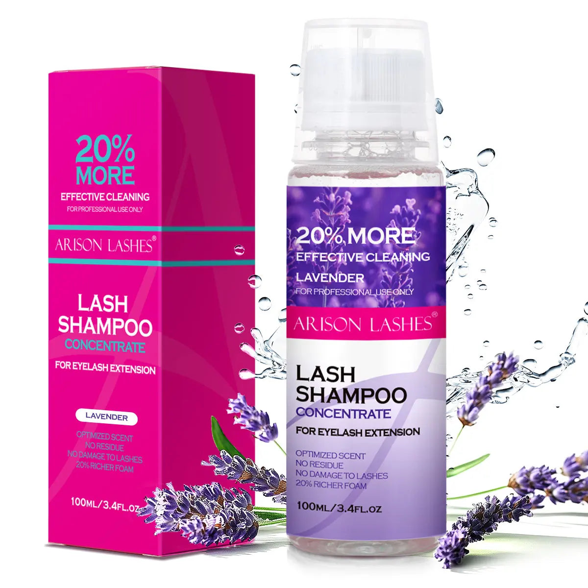 ARISON 100ml Lash Shampoo Concentrate No Stimulation Lash Cleanser DIY Professional Eyelash Extension Bath Foam Makeup Remover