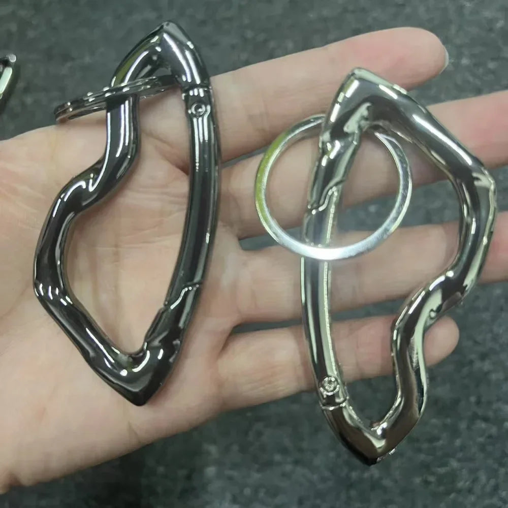Y2K Punk Star Oval Essential Icon Carabiner Keychain Axe Shaped Mountaineering Car Key Ring Gothic Backpack Decor Korean Fashion