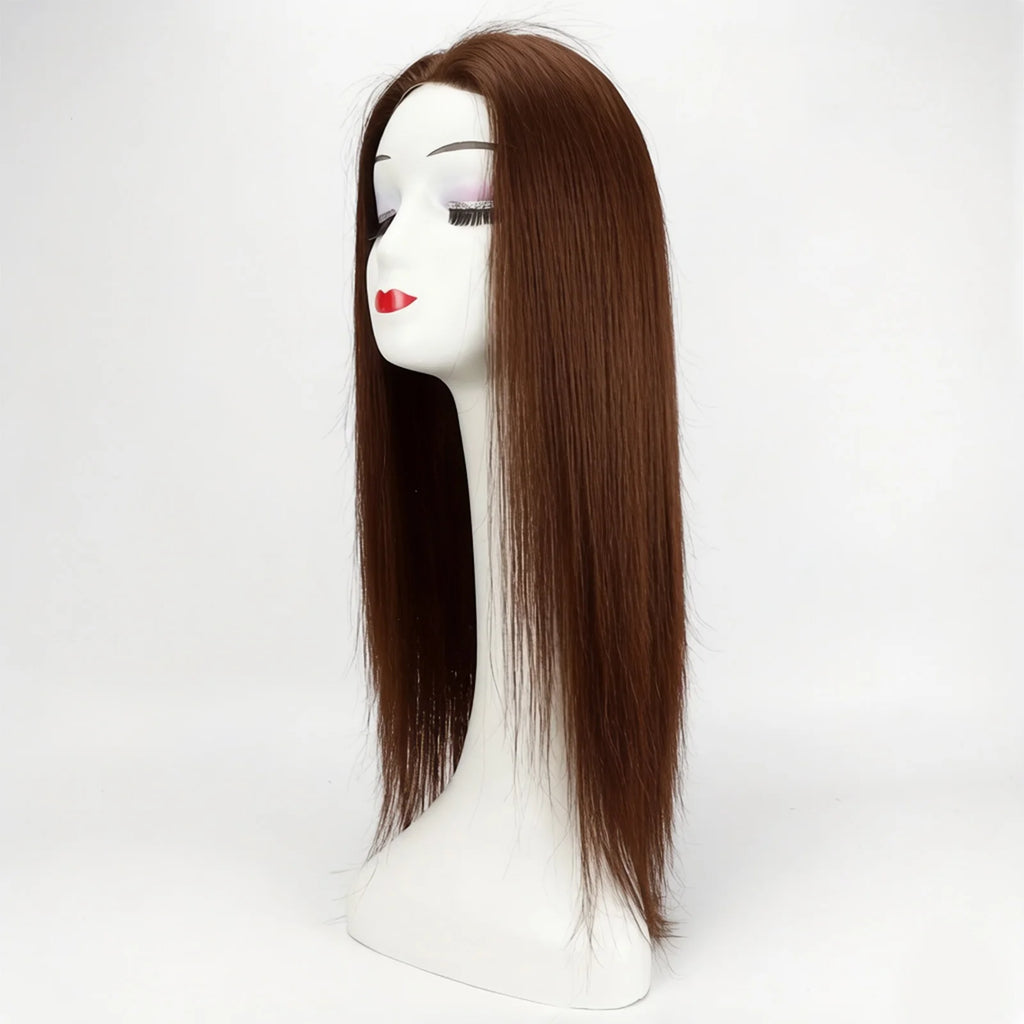24" Real Virgin Human Hair Silk Top Wig Silk Base Wig with PU Around Natural Black for Women Natural Scalp Wig Soft Comfortable