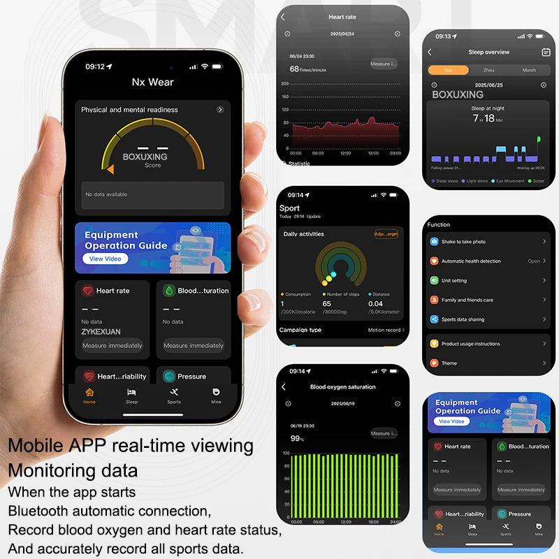 2026 New Fitness Tracker Smart Bracelet Men Women IPX8 Waterproof Heart Rate Sleep Monitoring Outdoor Sport Pedometer Smartwatch
