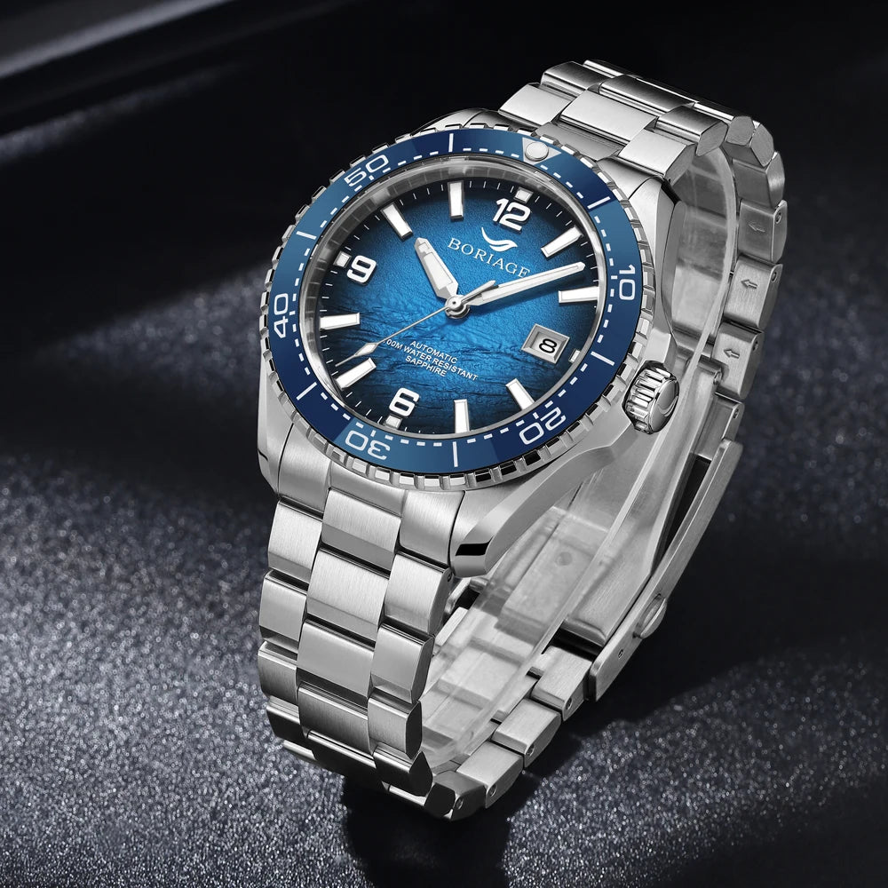 BORIAGE NH35 Automatic Mechanical Watches Luxury Men's Watch Stainless Steel 100m Water Resistance  Luminous Wristwatch