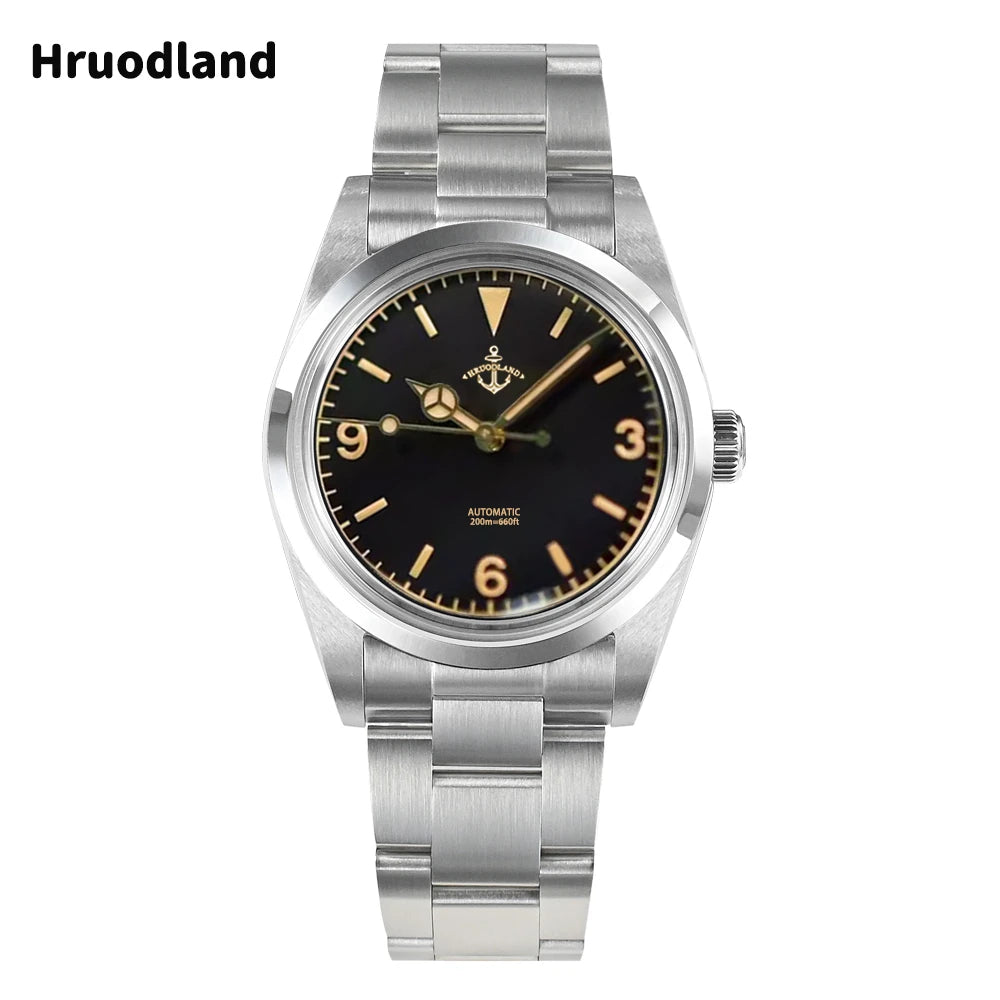 Hruodland 2025 New 36mm Retro Men Automatic Mechanical Watches F029 NH38 Men Dress Watches Stainless Steel 20Bar Diving Clock
