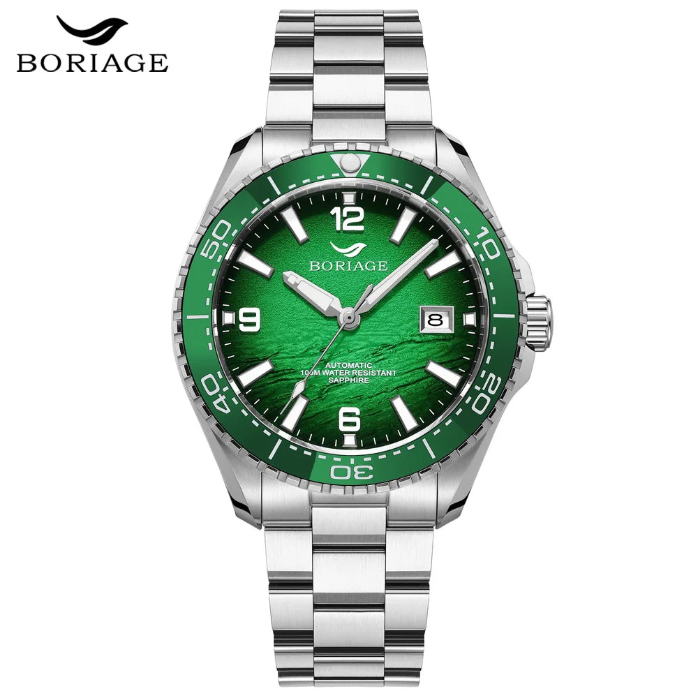 BORIAGE NH35 Automatic Mechanical Watches Luxury Men's Watch Stainless Steel 100m Water Resistance  Luminous Wristwatch