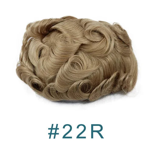 100% Human Hair Ombre Honey Brown Men's Wig Capillary Prosthesis System Natural Hairline Durable Thin Skin Base Man Toupee