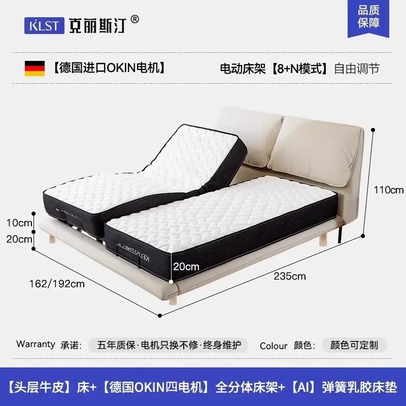 Ergonomic Luxury Modern Double Bed Lift Up Electric Adults Smart Double Bed Queen Mattress Safe Salon Muebles Unique Furniture
