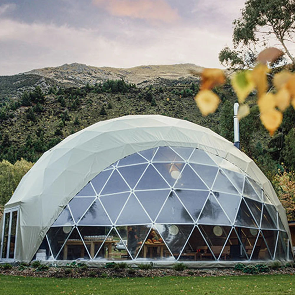 Source Factory Transparent Geodesic Luxury Dome Hotel Tents Resort  Glamping Dome Half Domos Pvc Geodesic Dome for Camping Tents