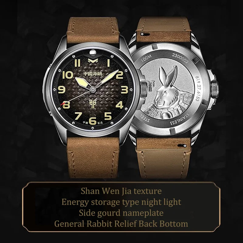 Seagull 43MM Men's Watch Automatic Mechanical Watches Luxury Top Brand Unique Rabbit Print Sapphire 100M Waterproof Clock 6153
