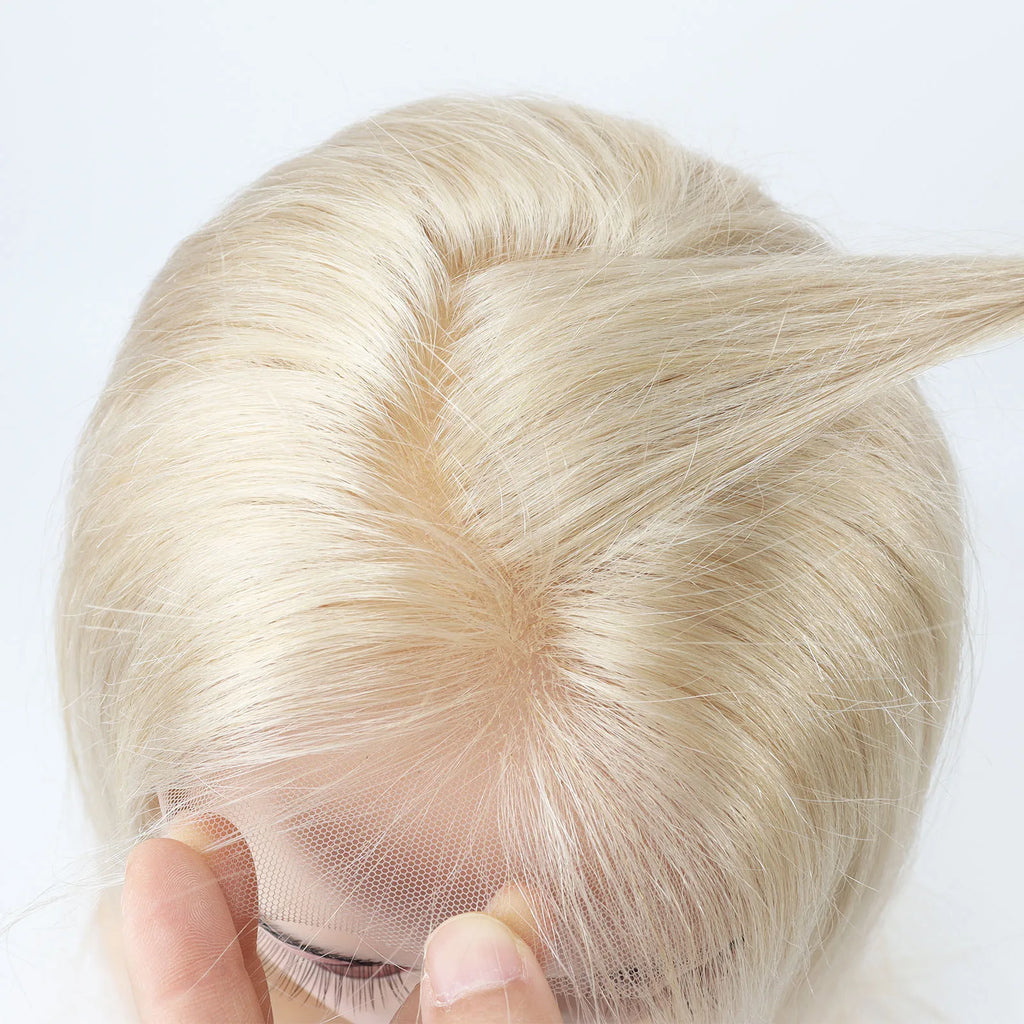 26" Platinum Blonde Full Lace Wig Human Hair for Women Brazilian Remy Human Hair Wig Straight with Baby Hair Lightest Color #60