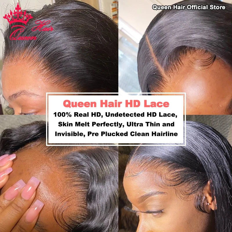 Queen Hair HD Full Lace Wig Body Wave / Straight Raw Human Hair Comfortable and Breathable High Ponytail Available Natural Look