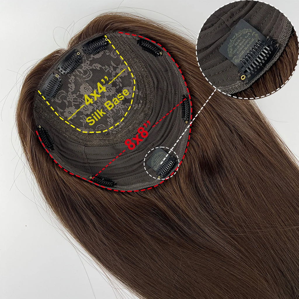 Jewish Topper High Density Silk Base 8x8'' Full Virgin European Hair Same Length Kosher Wig Soft Silk Top Sheitel for Women