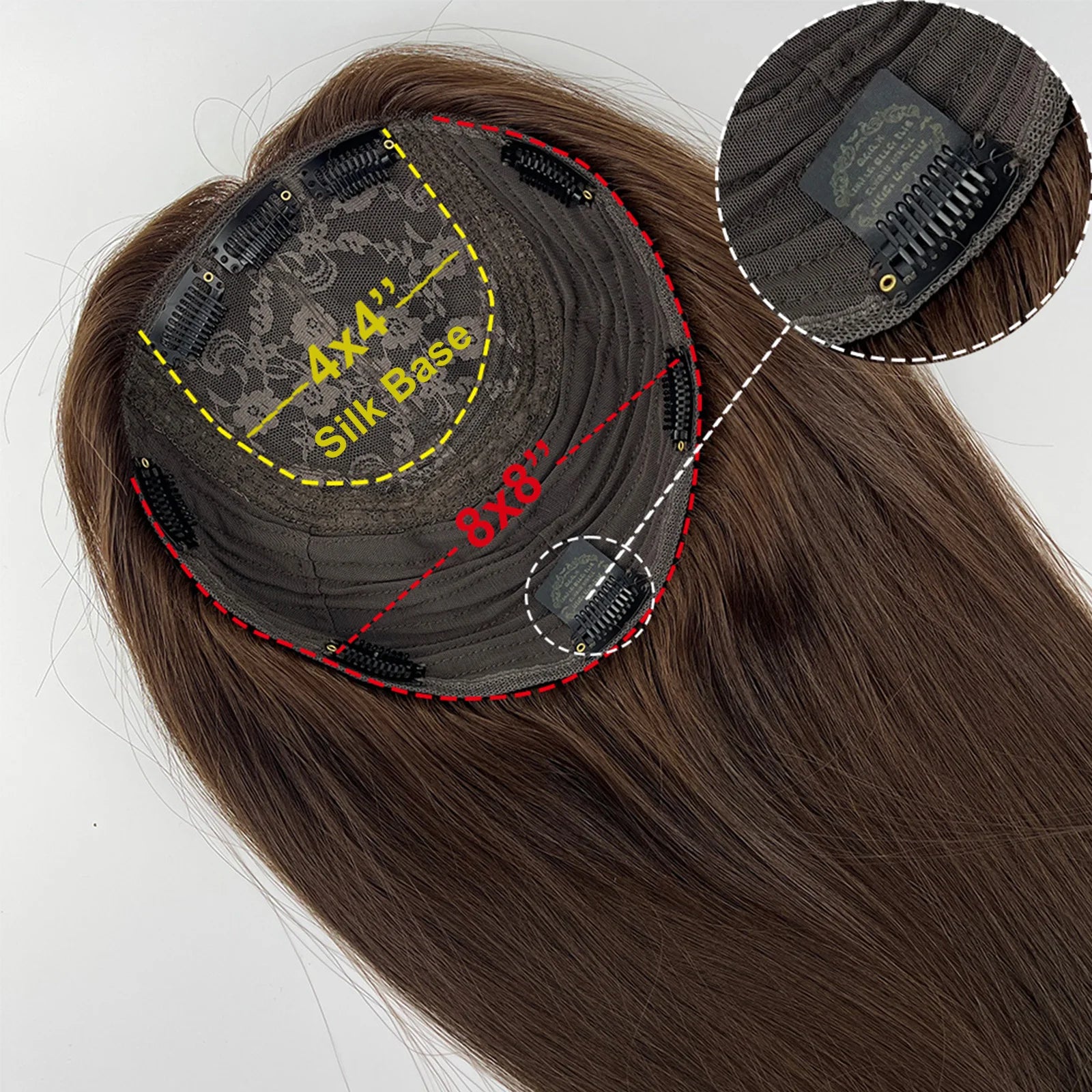 Jewish Topper High Density Silk Base 8x8'' Full Virgin European Hair Same Length Kosher Wig Soft Silk Top Sheitel for Women
