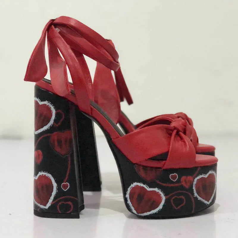Brand Walk Show Women's Size 34-43 Sandals Summer Dress Party Wedding Bride Shoes Sexy 12cm Heel Platform Bow Love High Heels
