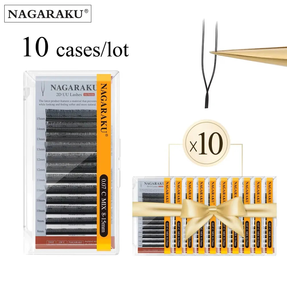 NAGARAKU 10 cases U Shape YY 2D UU Soft Light Natural Eyelash Extensions Parallel Makeup Supplies