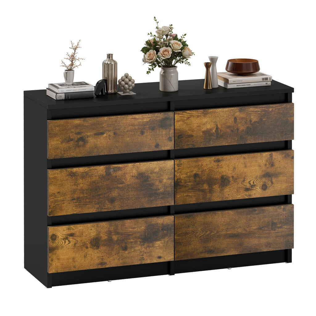 YITAHOME 6-Drawer Chest - Modern 100x30x70cm Bedroom Storage Unit, Durable MDF & Particleboard for Clothes & Essentials