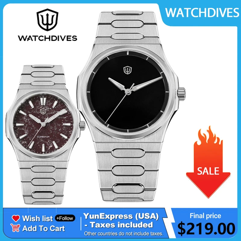 Watchdives Premier WD0016B Men Watch Square-Block Faceted Dial Original Design Luxury Watches VH31 Sweep Second Quartz Movement