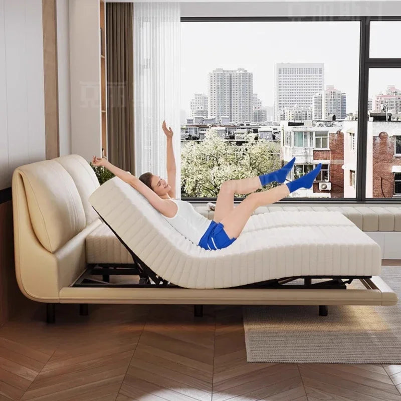 Ergonomic Luxury Modern Double Bed Lift Up Electric Adults Smart Double Bed Queen Mattress Safe Salon Muebles Unique Furniture
