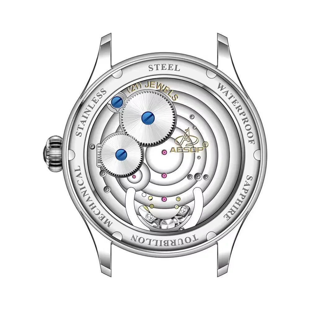 AESOP Real Tourbillon Mechanical Watches Limited Edition Luxury Men Manual Winding Movement Leather/Stainless Steel Wristwatches