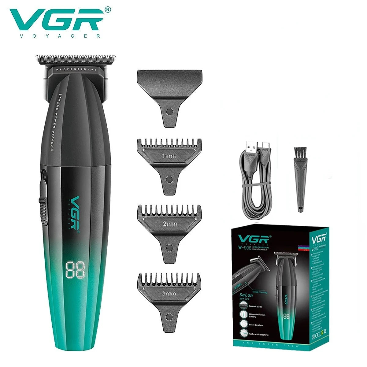 VGR Hair Trimmer Professional Shaver Adjustable Hair Clippers Cordless Hair Cut Machine Metal Trimmer for Men V-003 V-906 V-308