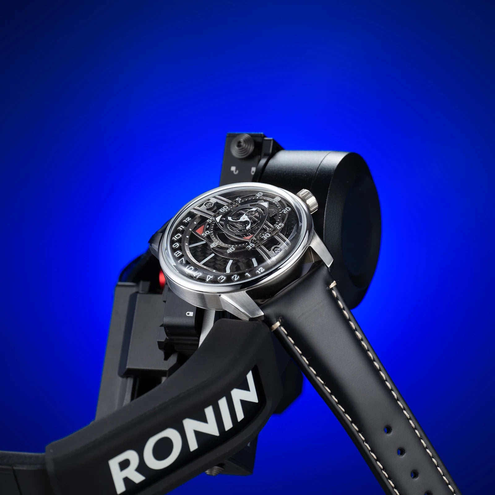 OBLVLO Fashion Men's Automatic Watch Forged Carbon Rotor Analog Display Luminous Hands Waterproof Leather Band Mechanical Watch.