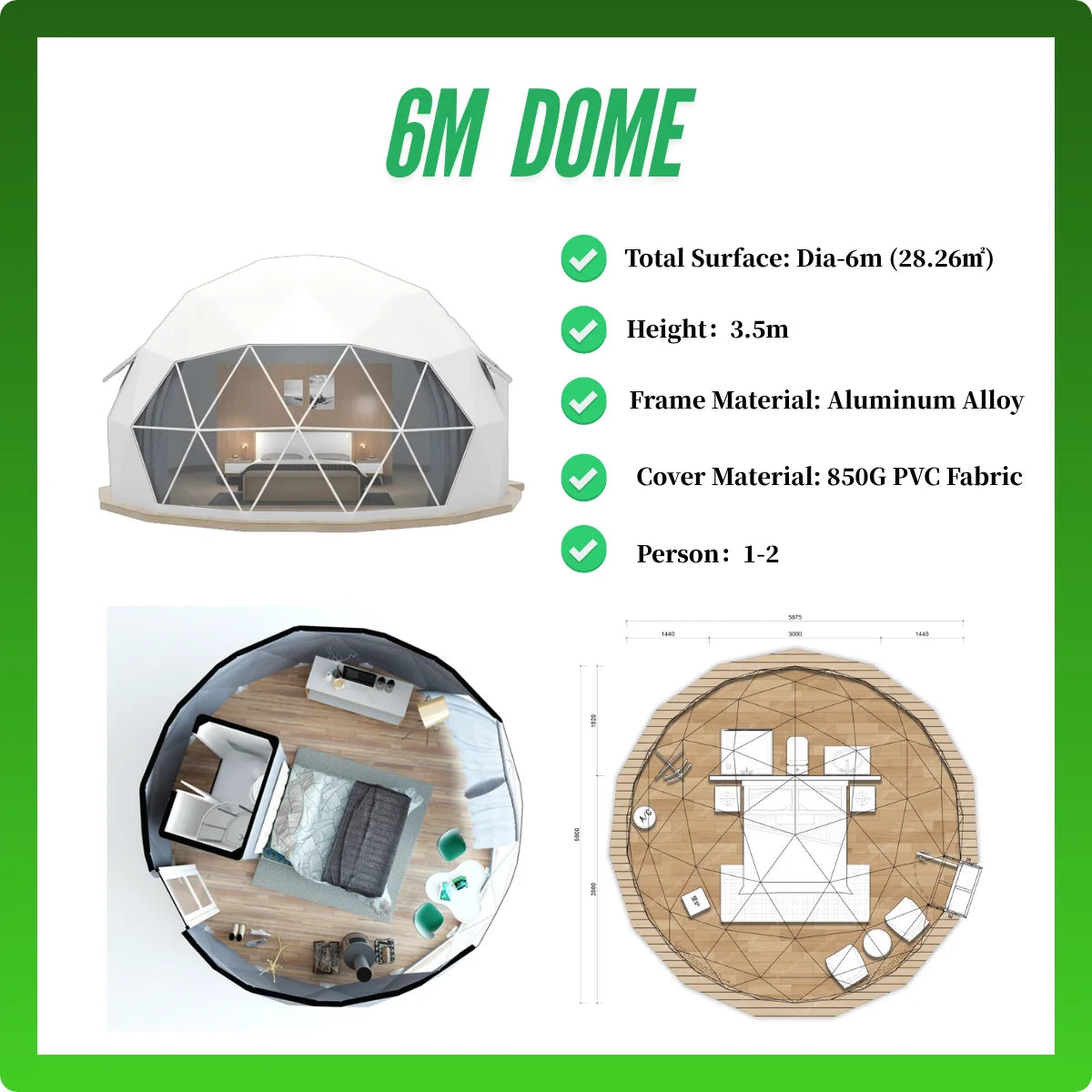 Luxury Camping Geodesic Dome House Hemispherical House PVC Geodesic Dome Tent Camping Dome Tent Hotel Tent for Glamping Resort