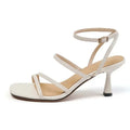 2025 New Trend Ankle Strap Sandals Summer Women Sexy Party Ladies Open Toe High Heels Woman Beige Apricot One Word Buckle Sandal