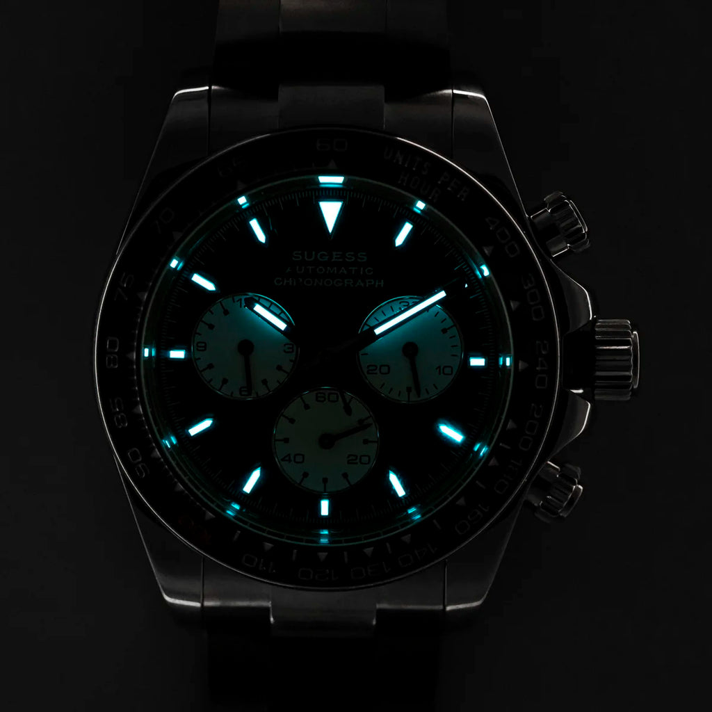 Sugess Panda Chronograph Movement Automatic Mechanical Chronograph Wristwatch Waterproof Diving Men Watches Ceramic Bezel Tona