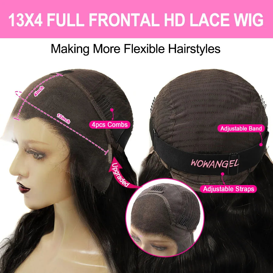 Wowangel Ombre Brown Hair 13x6 HD Lace Front Wig Highlight Wigs Body Wave Human Hair Wigs Melt All Skins Natural Scalp For Woman