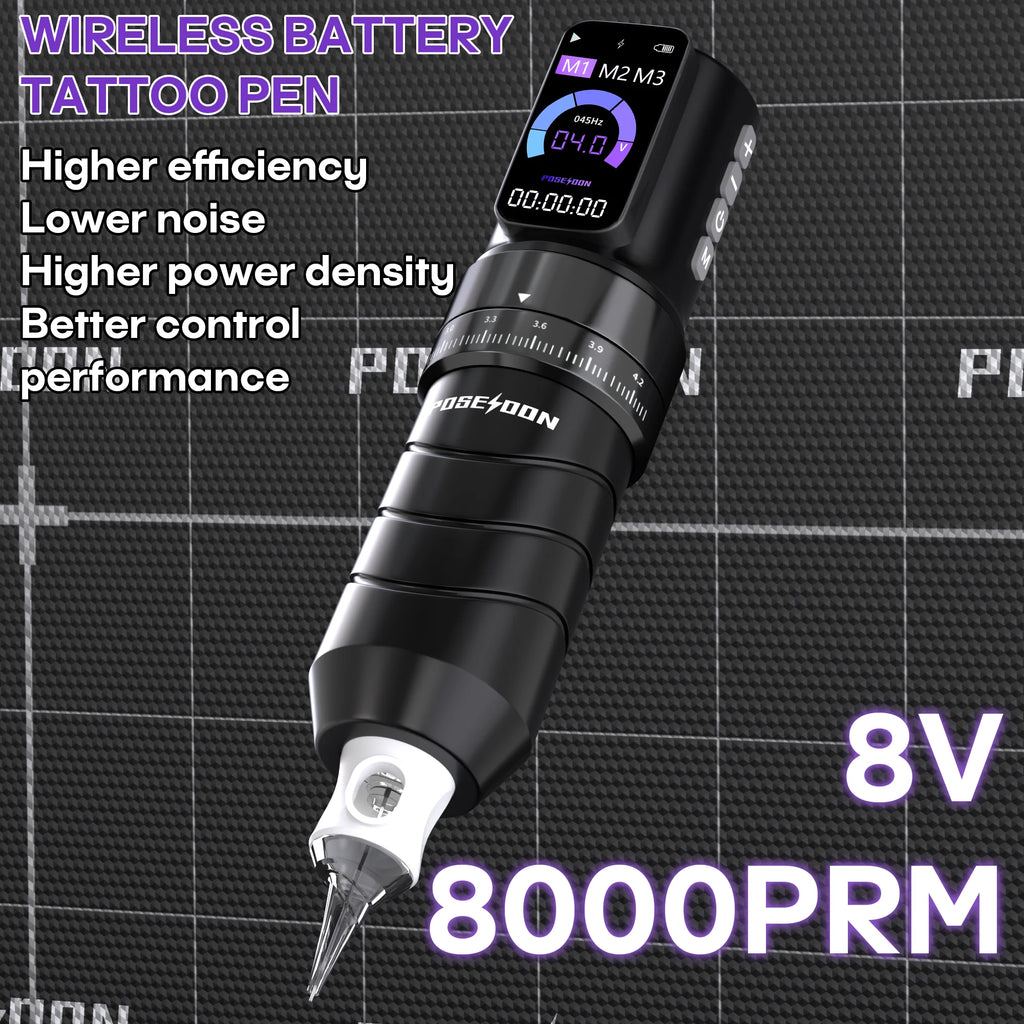 POSEIDON Tattoo Kit Professional Tattoo Pen Kit For Permanent Makeup Tattoo Machine Kit Wireless Power Supply Tattoo Gun Kit