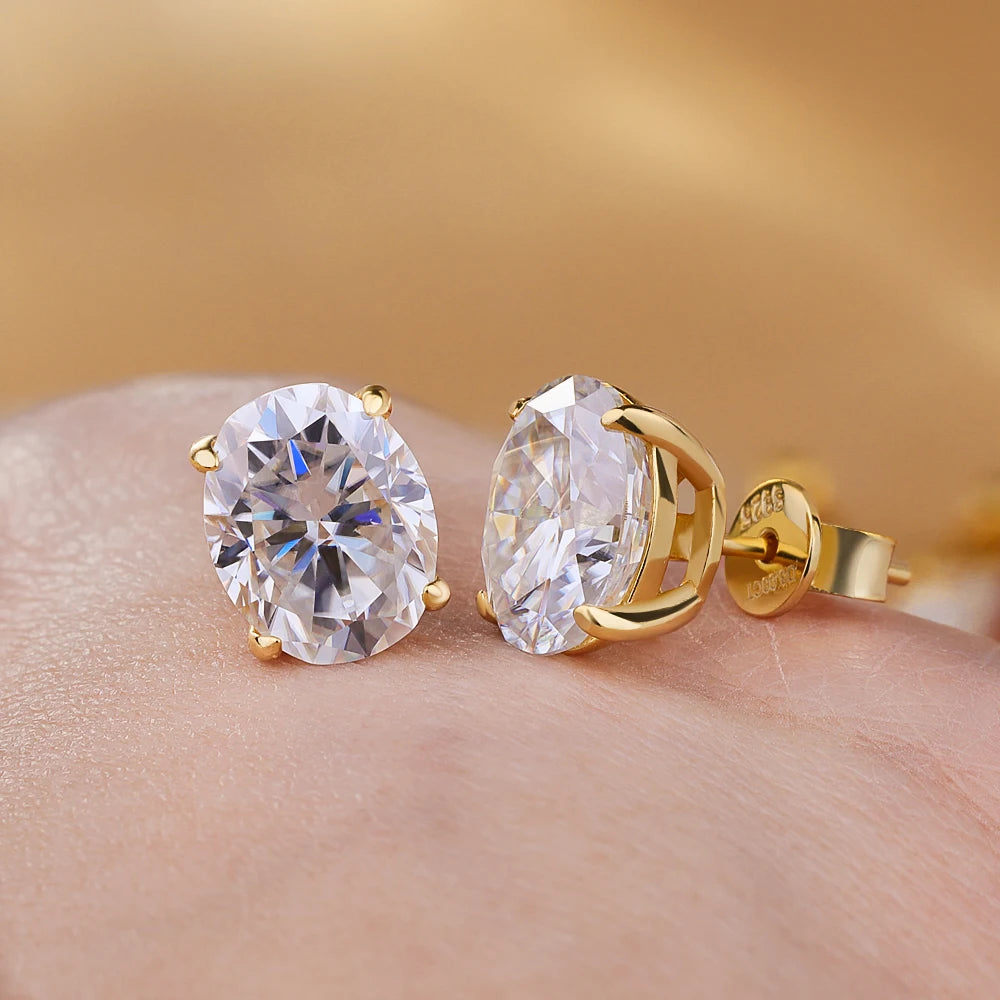 0.5-5ct Oval Cut Moissanite Stud Earring for Women D Color Sparkling Diamond 925 Sterling Silver Ear Studs Party Jewelry Gifts