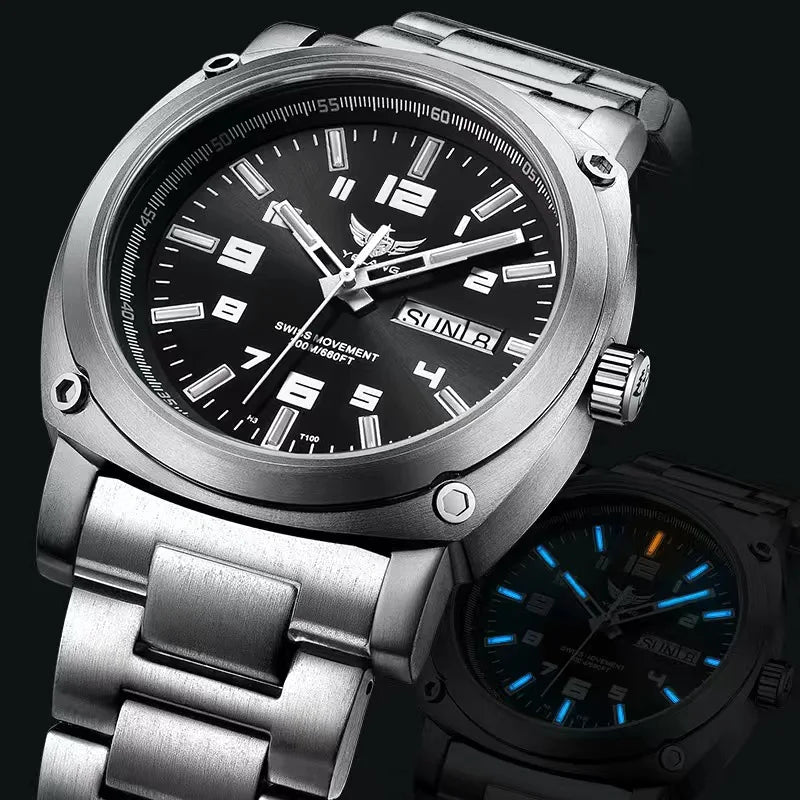 YELANG Men Automatic Watches Titanium Alloy Case H3 T100 Gas SelfLuminous 200M Waterproof Mechanical Wristwatch Sapphire V3.4