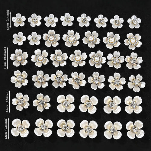 40pcs Imitation Pearl Flower-shaped Rhinestone Buttons for Jewelry Making Decorative Hat Clothes DIY Craft Sewing Accessories