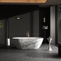 Freeform Natural Stone 1.7m Bathtub, Insulated Irregular Double Soaking Tub, Heat-Retention Freestanding Luxury Bath for Home