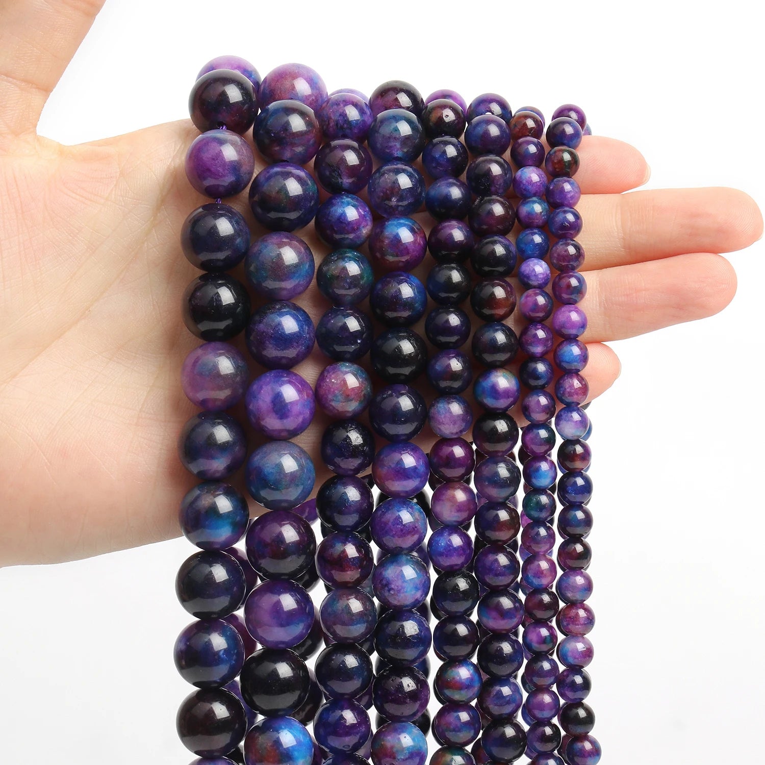 Natural Stone Round Flame Stone Beads Yooperlite Fire Sodalite Loose Spacer Beads for Jewelry Making DIY Bracelets Necklace 15''