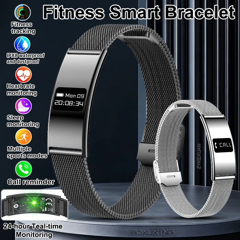 2026 New Fitness Tracker Smart Bracelet Men Women IPX8 Waterproof Heart Rate Sleep Monitoring Outdoor Sport Pedometer Smartwatch
