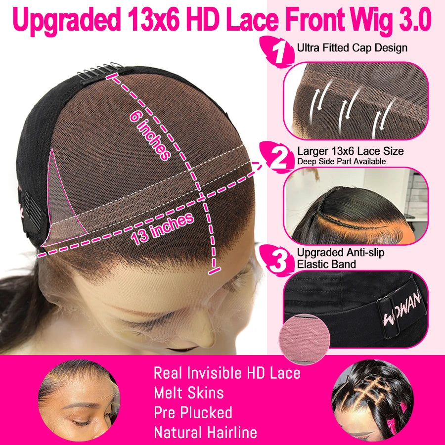 Wowangel Ombre Brown Hair 13x6 HD Lace Front Wig Highlight Wigs Body Wave Human Hair Wigs Melt All Skins Natural Scalp For Woman
