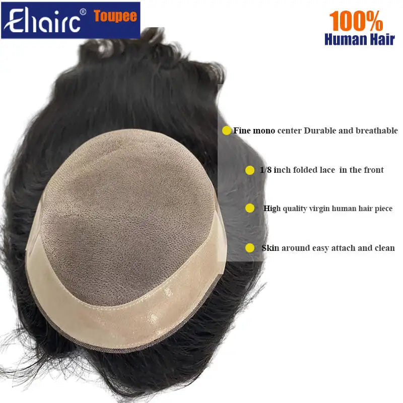 Customized 180% Density Mono Base Men Toupee  Long Wig For Men Men's Wigs Durable Male Hair Capillary Prosthesis Man Wig