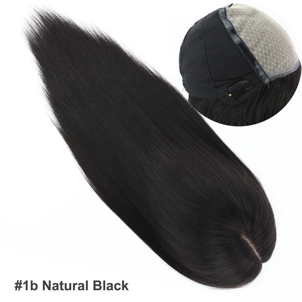 Women Silk Top Full Lace Wig with PU Front Layer Virgin European Human Hair Wig 6x6" Silk Base Wigs with Elastic Net Wear to go
