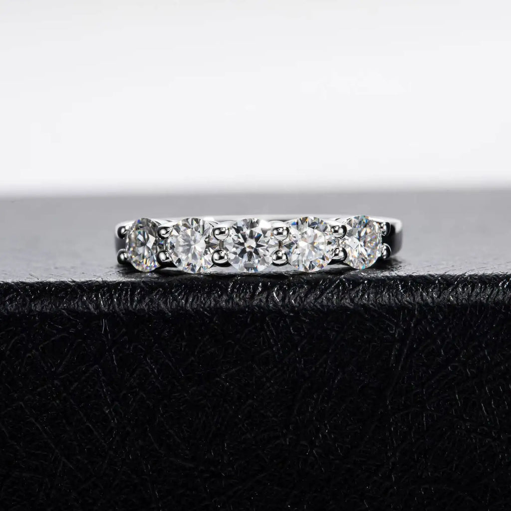 SG White Gold D Color 4mm Moissanite Ring For Women 925 Silver 1.5CT Stone Match Dia Wedding Band Bride S Sterling Sier