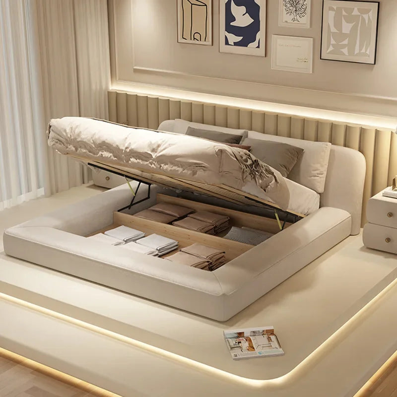 Queen Size Marriage Bed Modern Minimalist Multifunctional Bedroom Bed Storage Space Camas De Casal De Luxo Home Furniture