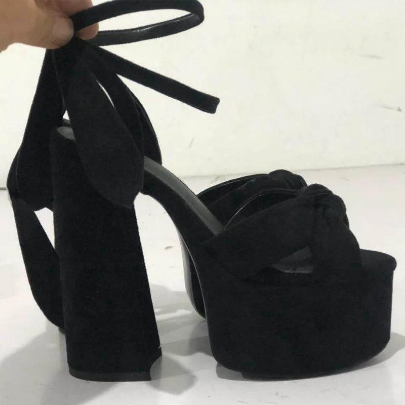 Brand Walk Show Women's Size 34-43 Sandals Summer Dress Party Wedding Bride Shoes Sexy 12cm Heel Platform Bow Love High Heels