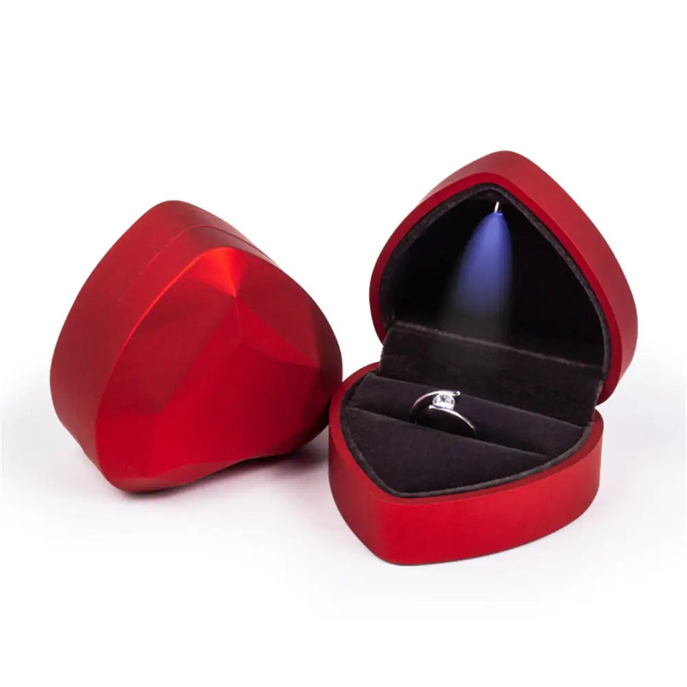 1 Pcs LED Jewelry Ring Box Luxury Velvet Rubber Necklace Pendant Gifts Display With Light For Proposal Engagement Wedding 2030