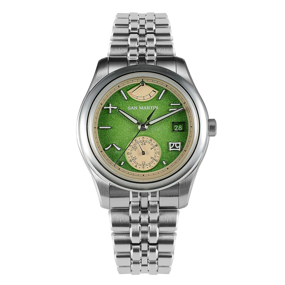 San Martin New 39mm Men Watch Miyota 9132 Power Reserve Display Original Design Mechanical Watches Waterproof Luminous SN0144
