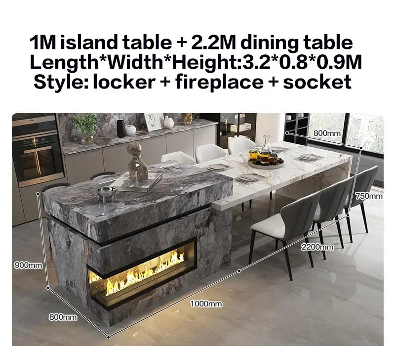 Any Size Custom Marble Kitchen Island with Wine Cooler Storage Built-in Refrigerator Cabinet Natural Stone Countertop Kitchen Fu