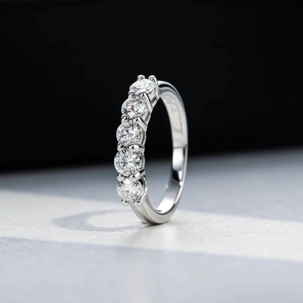 SG White Gold D Color 4mm Moissanite Ring For Women 925 Silver 1.5CT Stone Match Dia Wedding Band Bride S Sterling Sier