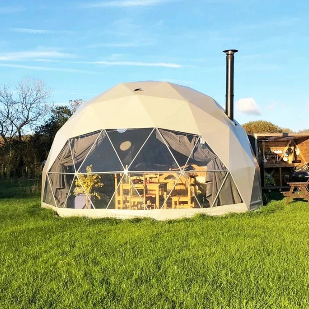 Factory  Stock Luxury Geodesic Dome Tent 6M Durability Geodesic Dome PVC Tent Hotel Factory Tent For Glamping Resort Commercial