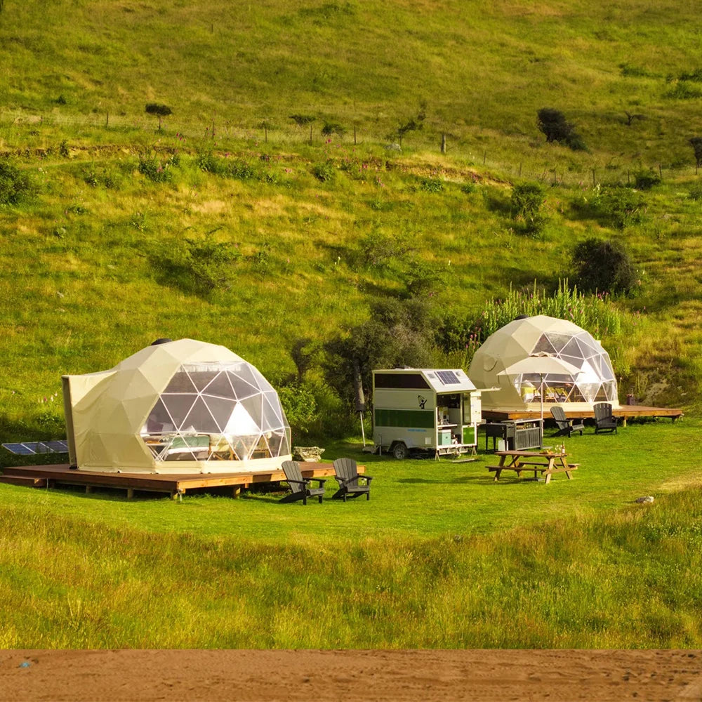7M Customized Spherical Hotel Tents Outdoor Transparent PVC Dome Tent Geodesic House with Bathroom for Events Hotel Campsite