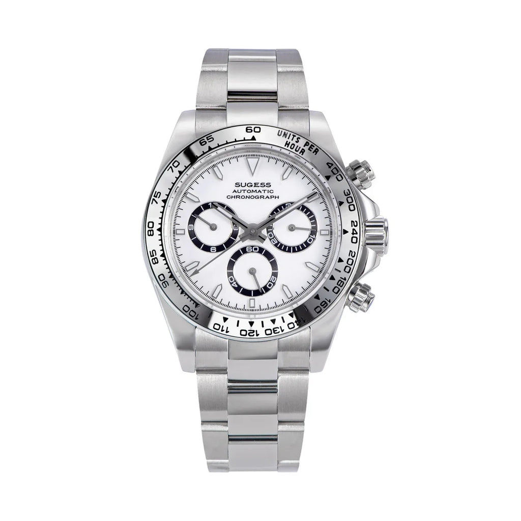Sugess Panda Chronograph Movement Automatic Mechanical Chronograph Wristwatch Waterproof Diving Men Watches Ceramic Bezel Tona